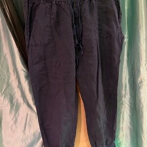Caslon Blue Linen Joggers  with Elastic Waistband